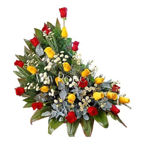 Arreglo Floral Amarillo y Rojo
